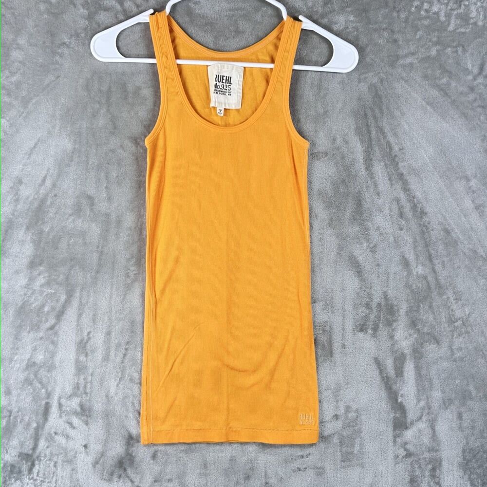 Ruehl No.925 Vintage Tank Top Women's Small Orange Sleeveless Stretch Cotton Y2K